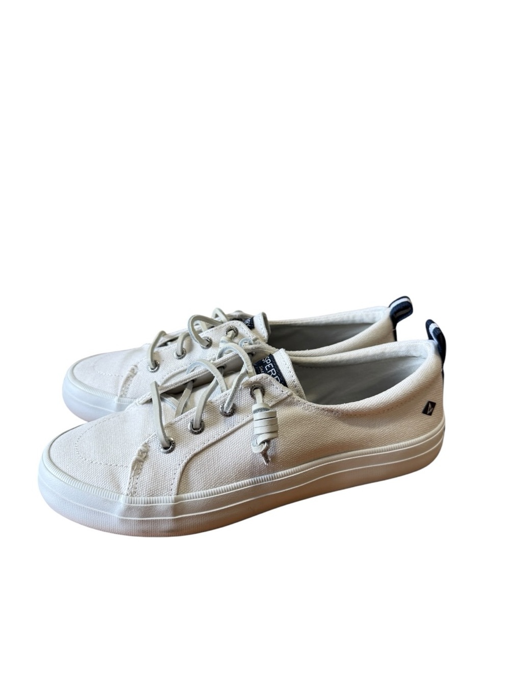 Sperry Womens Shoes Crest Vibe Canvas Sneakers White Linen 6.5 Casual Comfort